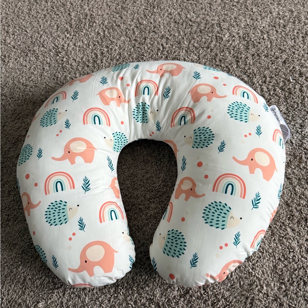 Baby Nursing Pillow with Elephant and Rainbow Print